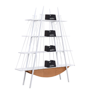 English Elm Sailboat-Inspired Industrial 4-Tier Bookshelf with Drawer — Nautical MDF & Metal Display Rack for Home Decor White W2317P253454