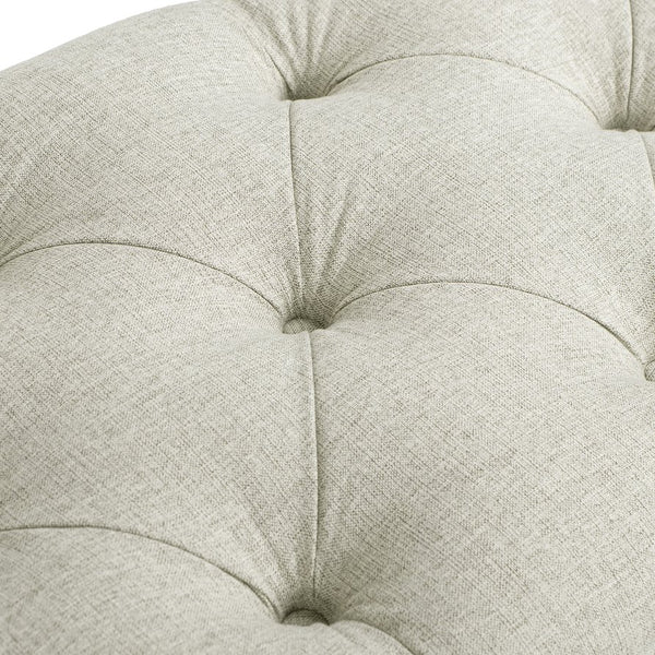 English Elm Jennifer Taylor Home - Alma Tufted Flared Arm Entryway Bench Taupe Polyester with Bolster Pillows, 64.5" Length, Espresso Legs B2719P364405