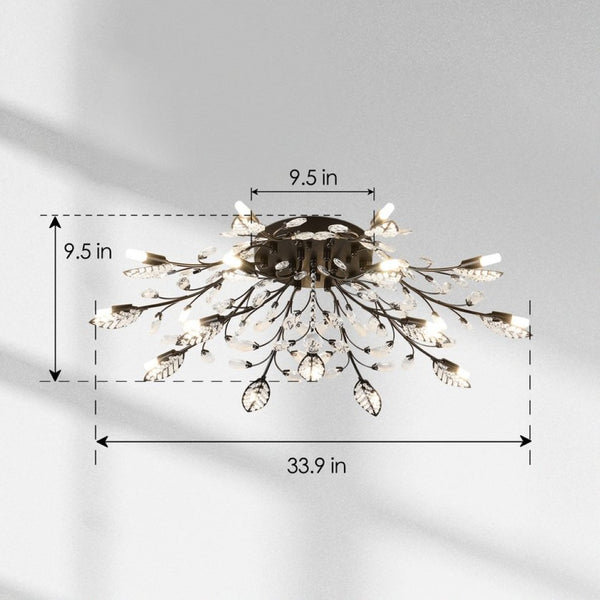 English Elm 15-light Matte Black Farmhouse Chandelier Seeded Glass Globes for Dining Room W5008P466520