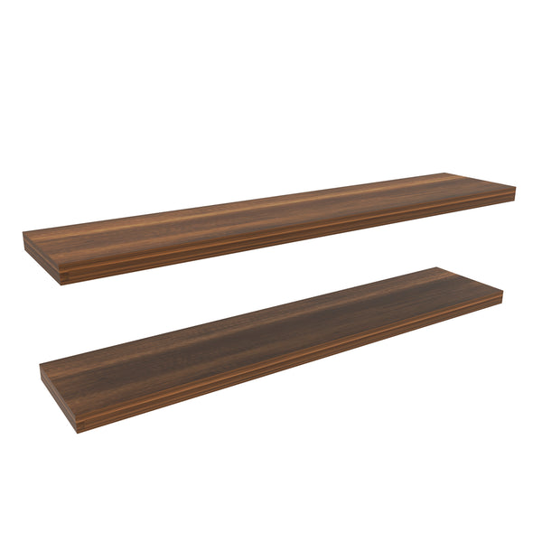 English Elm Ecco 47" Walnut Floating Shelves Set of 2 – Sleek Matte Finish, Hidden Brackets, Sturdy Display Storage B070P368044