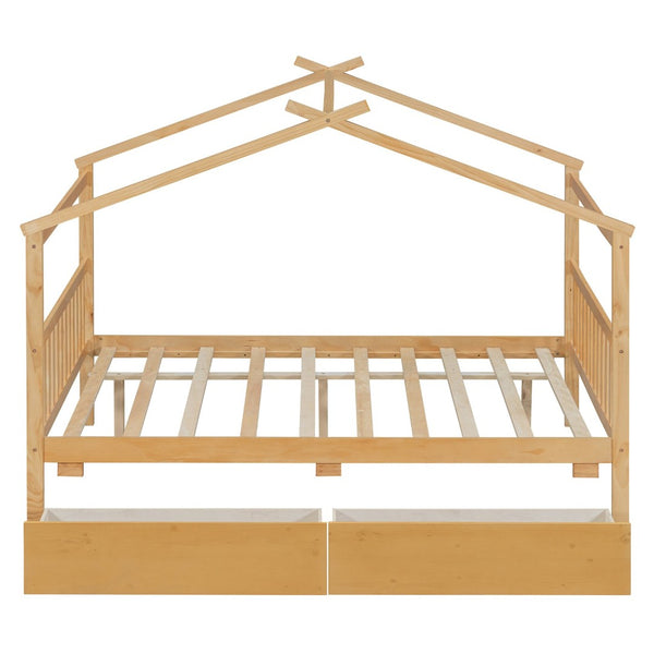 English Elm Twin House Bed Solid Pine Kids Cottage Frame with Storage Drawers Imaginative Room N708P309247M