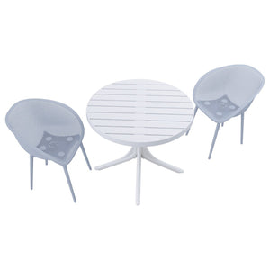 English Elm Summer Outdoor Bistro Set Uv Resistant Polypropylene Slatted Chairs and Round Patio Table Light Baby Blue,White W3450S00019
