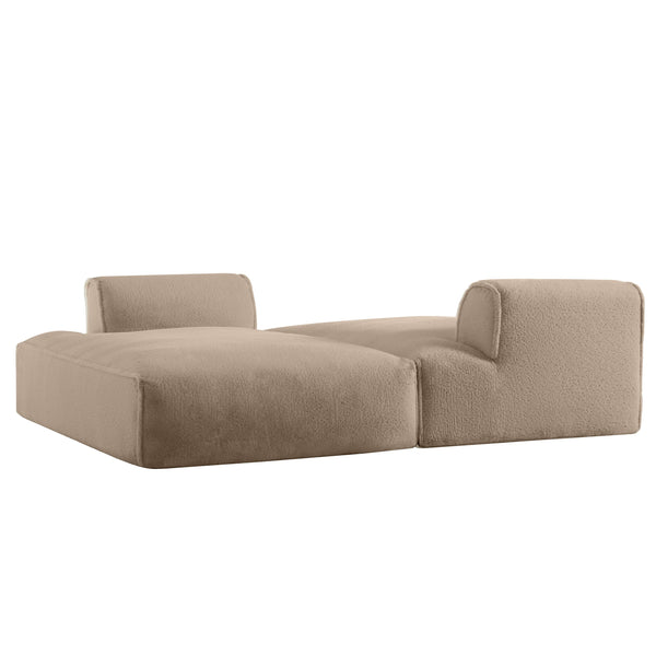 English Elm 90.0"Oversized Modular Sectional Sofa Plush Foam & Pocket Springs, Ready-to-Use 2-Piece Set for Living Room Comfort and Mobility (No Assembly) khaki N723S9701D