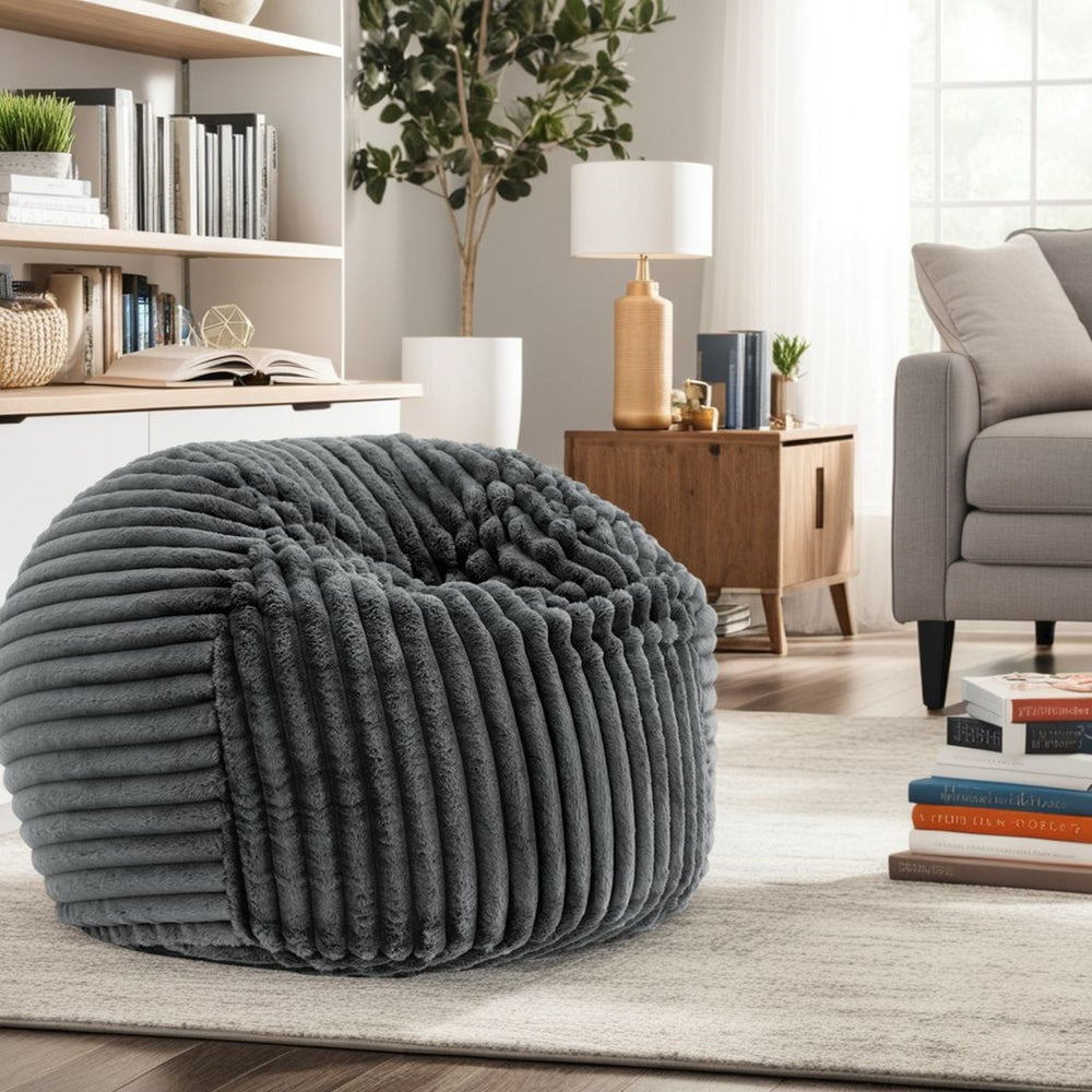 English Elm 40 Inch Minky Gunmetal Memory Foam Lounger - Plush Comfort For Gaming, Reading & Relaxation Bliss B108P193086