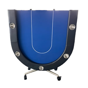 English Elm Ino Design 94 Inch Oval Felt Poker Table Seats Ten with Casters and Cup Holders Blue W2748P321634