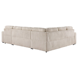 English Elm Thurston Corduroy Sectional Sofa with Hidden Chaise Storage and Pop-up Sleeper Camel B062S01483