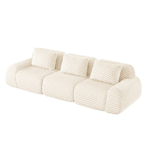 English Elm 114" Modular Cloud Sectional Sofa Flannelette Upholstery Deep Seat Living Room Couch Cream W714S01518