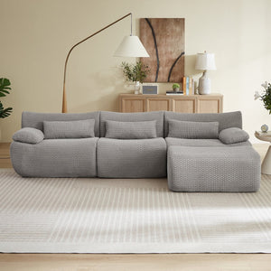 English Elm L Shaped Modular Sectional Corduroy Cloud Couch Oversized Family Living Room Sofa Grey W2339S00151