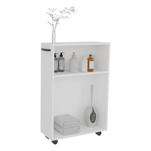 English Elm Wiley Slim Rolling Storage Cart with Casters — Compact White Organizer, Open Shelves for Kitchen Bath Office B200P362022