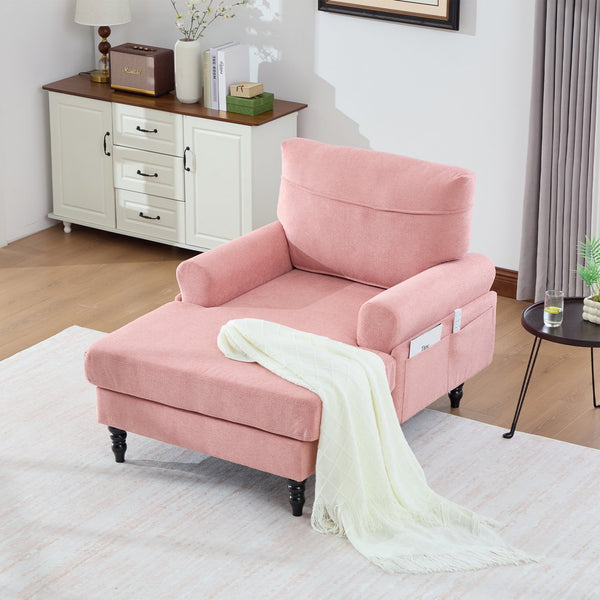 English Elm Modern Chenille Recliner Chaise Lounge Sofa Chair with High-Resilience Foam, Wide Seat, 550lb Capacity Pink W395P371343