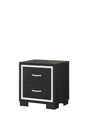 English Elm Modern Black 2-Drawer Nightstand with Sleek Metal Handles, Compact 21.5" x16.1" x23.7" H Accent Piece B2741P371621