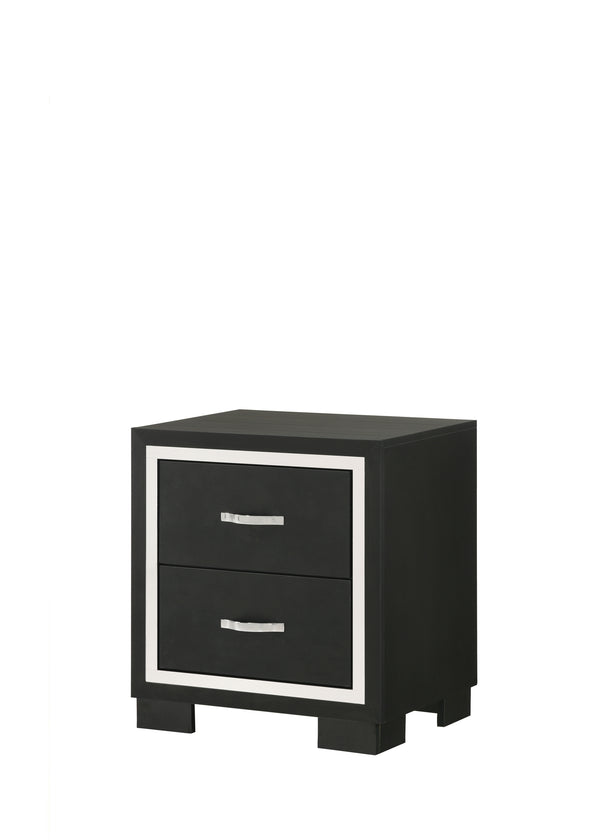 English Elm Modern Black 2-Drawer Nightstand with Sleek Metal Handles, Compact 21.5" x16.1" x23.7" H Accent Piece B2741P371621