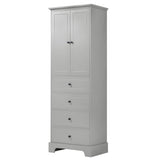 English Elm Storage Cabinet With 2 Doors and 4 Drawers For Bathroom, Office, Adjustable Shelf, Mdf Board With Painted Finish, Grey