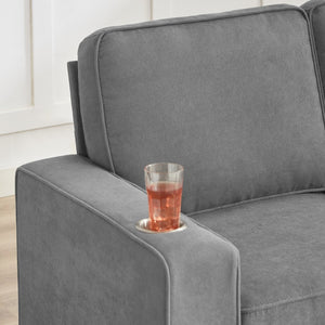 English Elm 83.86"Snowfleece Luxurious 3-Seater Sofa with High-Density Sponge & Spring Support, Cozy Velvet Gray W1359P215068