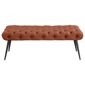 English Elm Galiano Velvet Button Tufted Bench with Polished Steel Legs for Bedroom Entryway Rust B062P441134