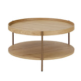 Modern 2 Tier Round Coffee Table Set, Easy Assembly Nesting Tables for Living Room, Bedroom, Office, Balcony - Natural Ash