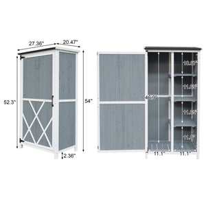 English Elm Christopher Knight Home® - 54" Two-Tone Storage Shed Gray & White — Weather-Resistant Sloped Roof, 5 Zones, Tall 47" Compartment for Mowers N769P282381G