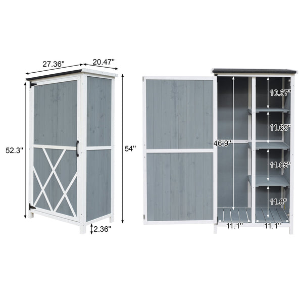 English Elm Christopher Knight Home® - 54" Two-Tone Storage Shed Gray & White — Weather-Resistant Sloped Roof, 5 Zones, Tall 47" Compartment for Mowers N769P282381G