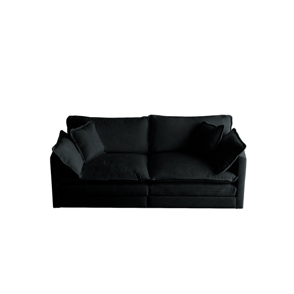 English Elm 2 Black Chenille 2-Piece Living Room Set — Modular 2+2 Sofa Pair, Solid Wood Frame, Plush Comfort Seating W714S00624
