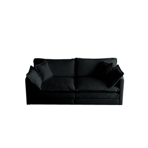 English Elm 2 Seater Loveseat and Chair Set - Black Chenille 2-Piece Sofa & Accent Chair, Solid Wood Frame Comfort W714S00621