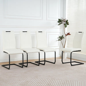 English Elm Modern White Pu Leather Dining Chairs with Black Metal Legs Ergonomic Set of 2 White Pu W210P199101