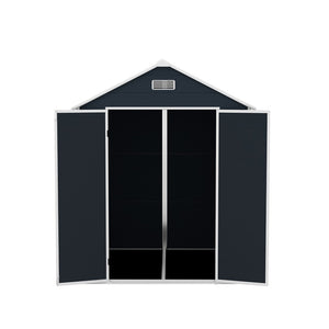 English Elm Campcraft Resin Storage Shed 6x6 Ft with Thick Pp Panels Uv Resistant Lockable W1598S00026