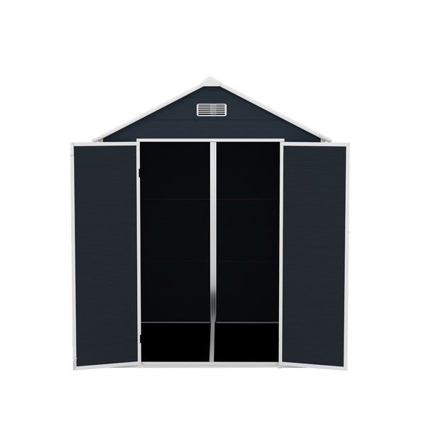 English Elm Campcraft Resin Storage Shed 6x6 Ft with Thick Pp Panels Uv Resistant Lockable W1598S00026