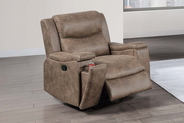 English Elm 1pc Manual Recliner Leather Upholstered Armchair with Hidden Cup Holder Auburn Living Room B011P466428