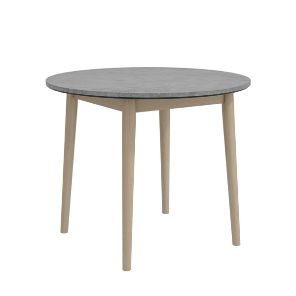 English Elm Studio Round Cement Gray Dining Table with Whitewashed Solid Wood Legs for Small Spaces B127P495089