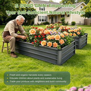English Elm 6x3x1ft Galvanized Steel Raised Garden Bed Rust Proof Outdoor Planter for Vegetables W3213P464139