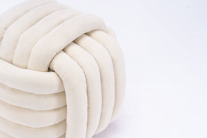 English Elm 060-Chenille Plush Knot Ottoman Stool with Foam Fill & Wooden Frame — Stylish, Comfortable Indoor Seat (No Assembly) Beige W527P239023