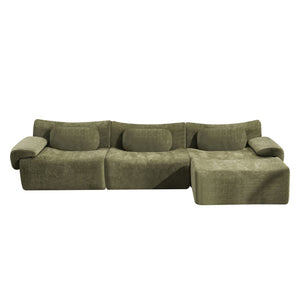 English Elm Modular Chenille Deep Seat Sectional Sofa with Bamboo Frame for Living Room Lounge Green W1829S00069