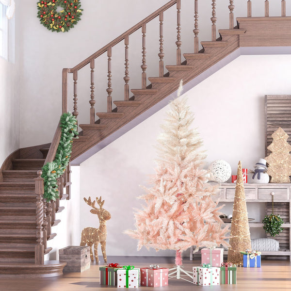 English Elm Homcom 7Ft Unlit Pink Spruce Christmas Tree With 1000 Tips For Custom Holiday Decor & Easy Setup W2225P229760