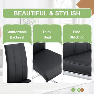 English Elm 4-pack Pu High-back Dining Chairs with Powder-coated Metal Legs for Modern Kitchens Black W3875P372872