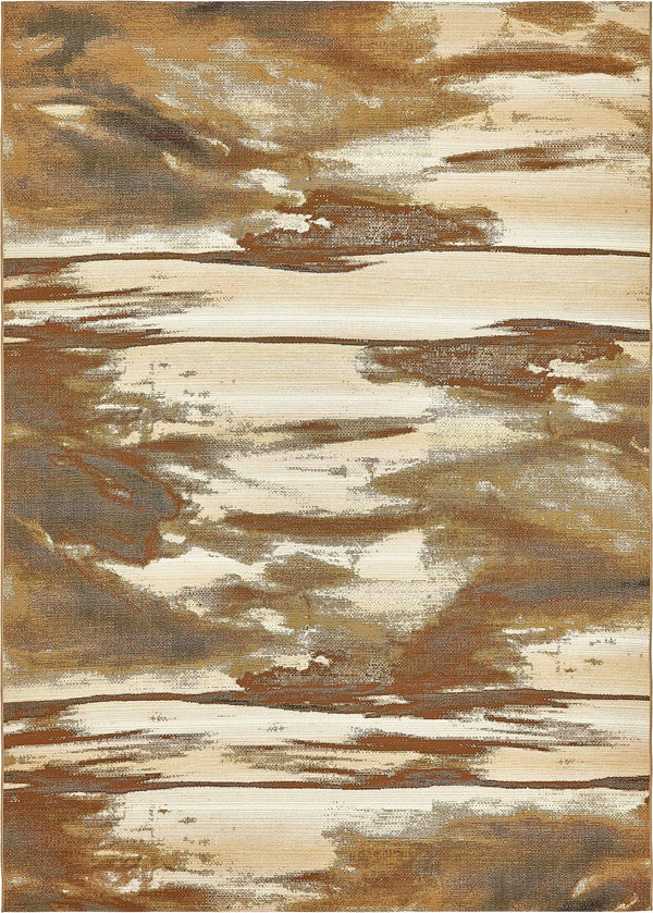 Unique Loom Outdoor Modern Shore Machine Made Abstract Rug Brown, Beige/Gray 8' 0" x 11' 4"