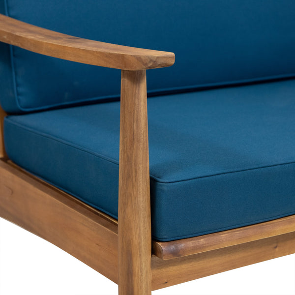English Elm Christopher Knight Home® - Outdoor Acacia Wood Club Chair Teak with Dark Teal Cushion — Weather-Resistant, 400lb Capacity, Classic Slat Design 68624.00DT