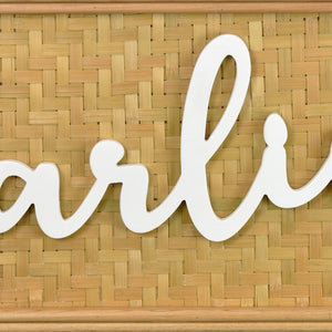 English Elm Darling Rattan Woven Wood Wall Sign Bohemian Script Art for Entryway or Bedroom B056P416919