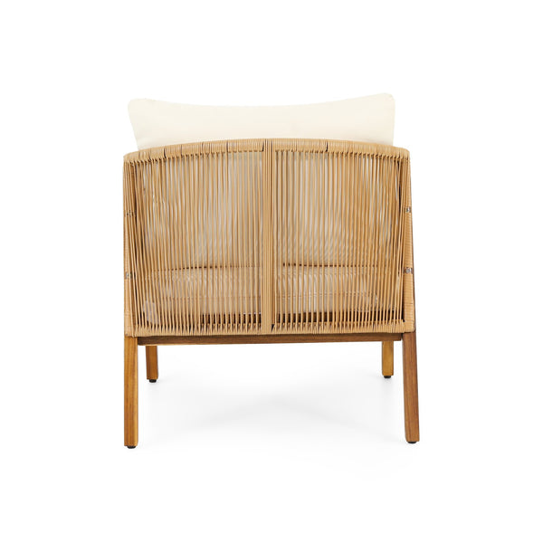 English Elm Christopher Knight Home® - Set of 2 Acacia Wood Outdoor Club Chairs with Wicker, Teak Finish & Beige Cushions, Deep Seat Comfort 72409.00LBGE-2