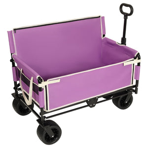 English Elm 3-in-1 Convertible Folding Wagon with Bench Seat Steel Frame 500lb Capacity Purple W2932P283543