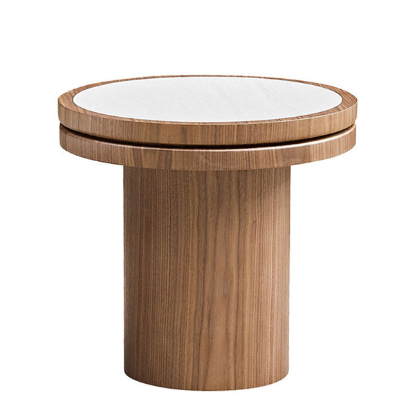English Elm 19.49 Inch Round Sintered Stone Top Mdf Pedestal Side Table for Modern Living Spaces W876P460750