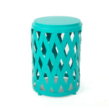 Christopher Knight Home® - Noble House - Pecola Indoor 12 Inch Diameter Lattice Matte Teal Iron Side Table