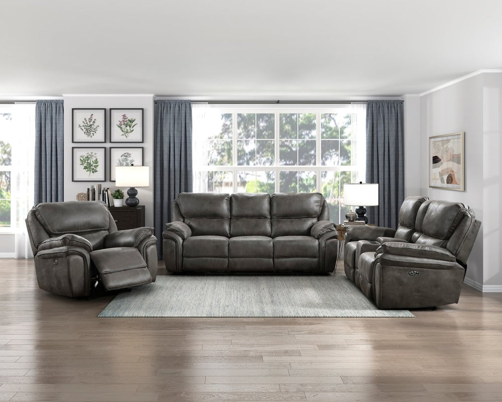 English Elm Plush Power Reclining Sofa Set 3 Piece Microfiber Living Room Usb Charging Suite Gray B011S01288