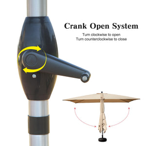 English Elm Rectangle Patio Umbrella with Crank Lift and Tilt, UV-Resistant 180G Polyester Canopy, Ventilated Shade (Base Not Included) Beige W1859P353593
