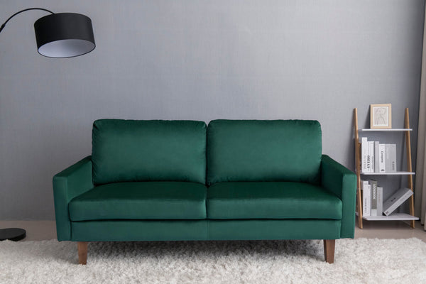 English Elm LOVESEAT,GREY Plush Microfiber Two-Seater Sofa with High-Density Foam, Solid Wood Frame, Durable Comfort Green B205P249006