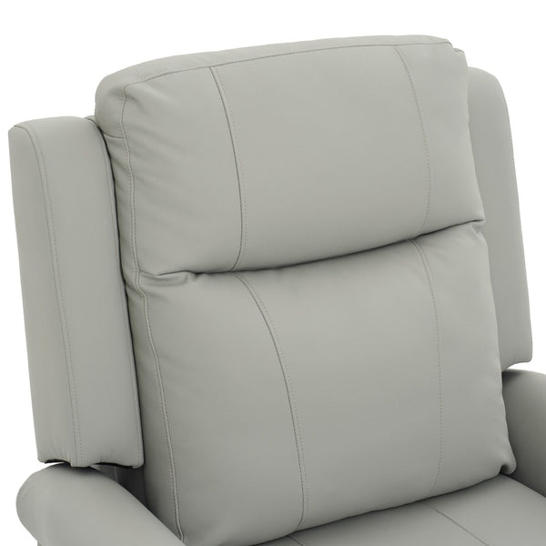 English Elm Manual Swivel Rocker Recliner Pu Leather Chair with Massage Heating and Pocket Spring Support Grey N763P363558E