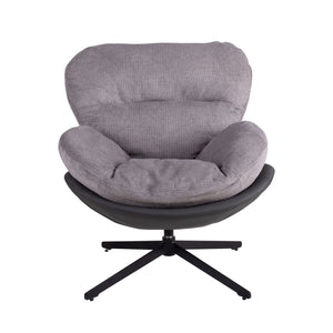 English Elm Christopher Knight Home® - 360° Swivel Office Chair Chenille and Faux Leather Accent with Metal Base, Ergonomic Plush Seating for Home and Office Black,Light Gray N817P205024G