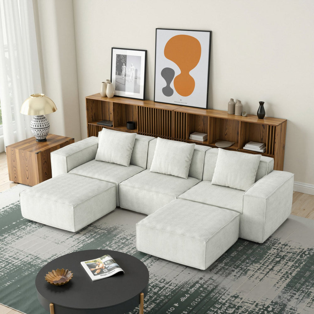 English Elm 118-Inch Modular Sofa Bed - Luxurious Cloud Velvet, Flexible Configuration, Comfort For 5! W3147S00005