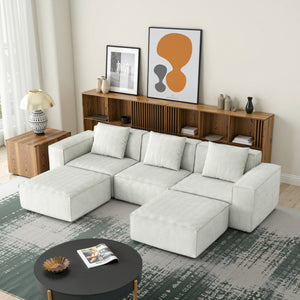 English Elm 118-Inch Modular Sofa Bed - Luxurious Cloud Velvet, Flexible Configuration, Comfort For 5! W3147S00005