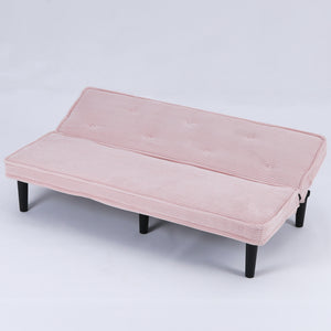 English Elm This 66-inch corduroy sofa bed with button-back design, sturdy wood frame, comfy sponge cushions, 500lb capacity Pink W3371P311451