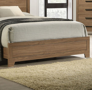 English Elm Simple Recessed Panel Twin Bed Frame Rubberwood Build Warm Chestnut Transitional Bedroom B2741S00871